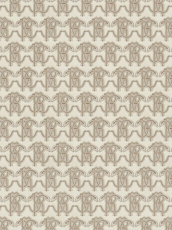 Roberto Cavalli luxus tapéta beige és barna színű RC monogramm mintával