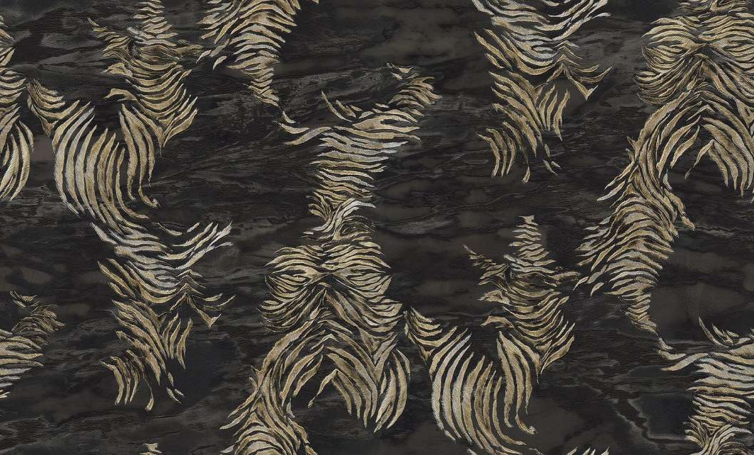 Roberto Cavalli luxus tapéta selyemfényű fekete és arany színű zebra mintával