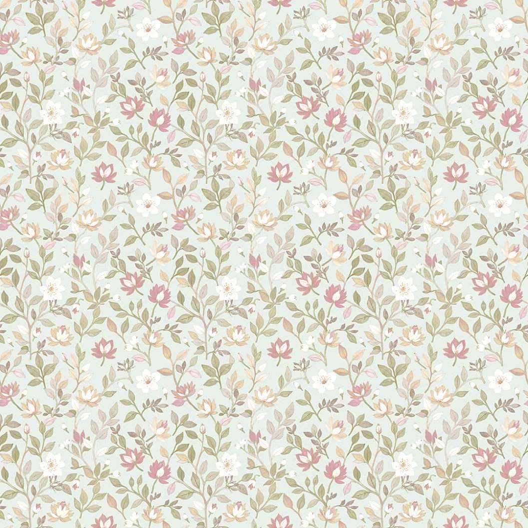 Romantikus apró virág mintás olasz vinyl tapéta zöld színben