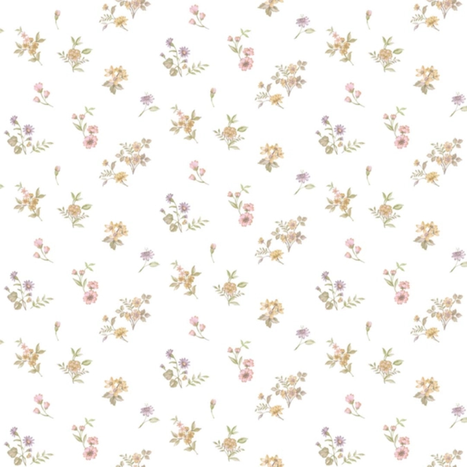 Romantikus beige apró virág mintás olasz vinyl tapéta