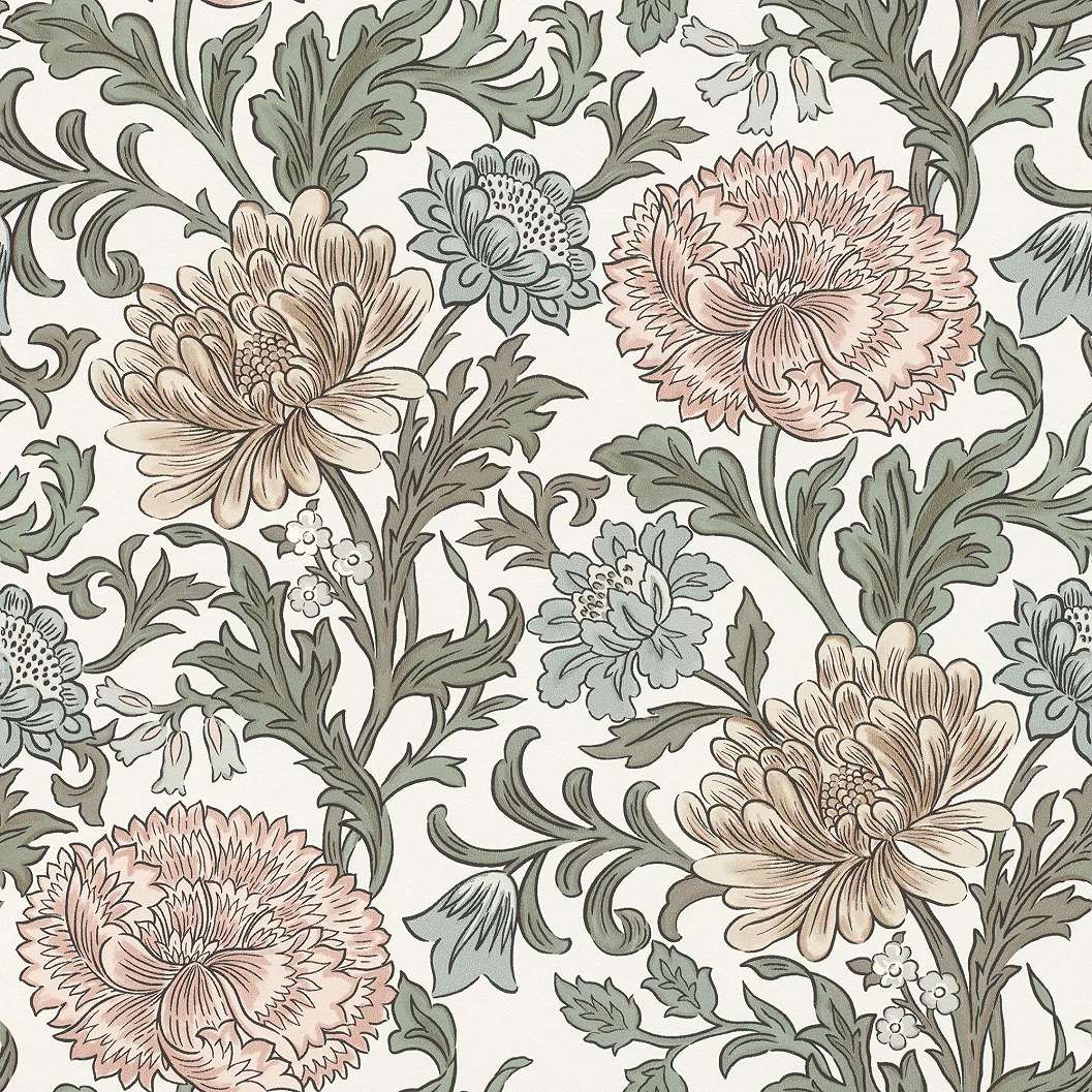 Romantikus britt vidéki stílusú virágmintás design tapéta