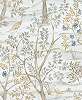 Romantikus fa és madár mintás olasz vinyl tapéta kék színben