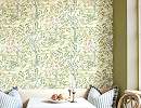 Romantikus fa és madár mintás olasz vinyl tapéta zöld színben