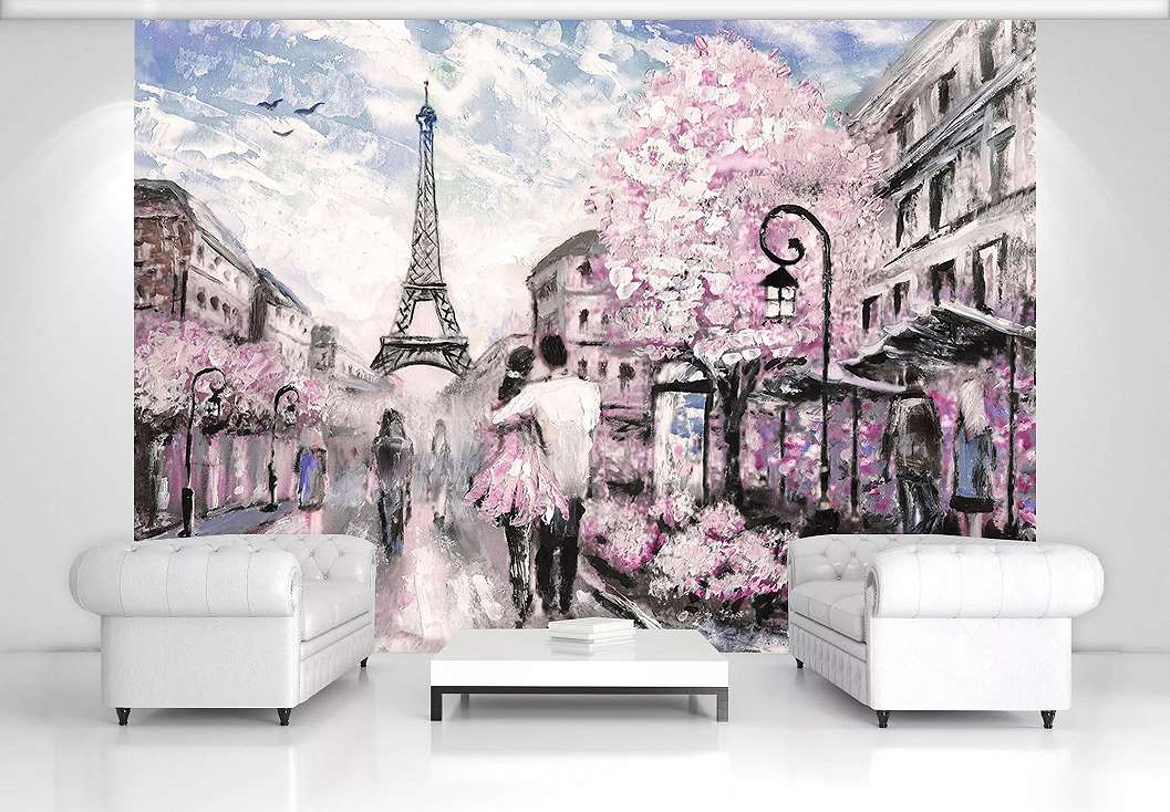 Romantikus hangulatú Párizs Eiffel torony mintás fali poszter 368x254 vlies