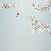Romantikus madár és virágos mintás poszter tapéta