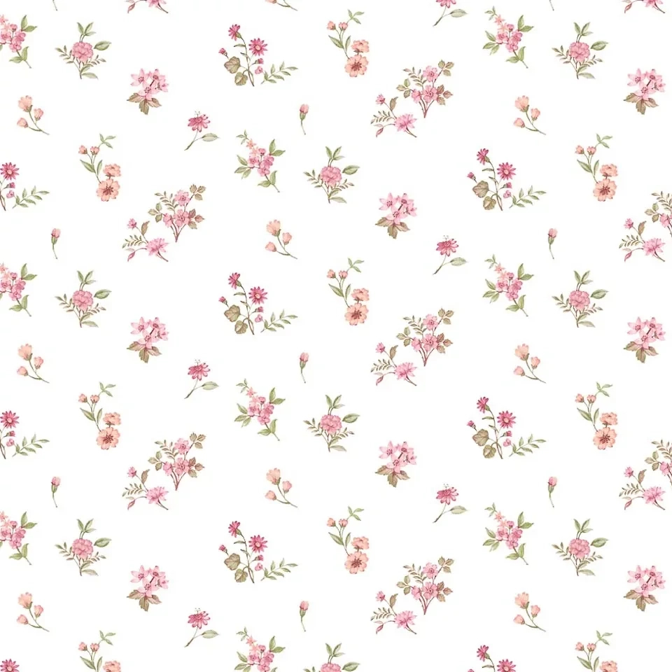 Romantikus rózsaszín apró virág mintás olasz vinyl tapéta