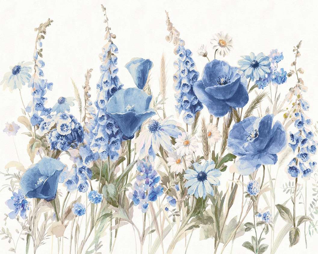 Romantikus stílusú kék virág mintás design fali poszter tapéta 368x254 vlies