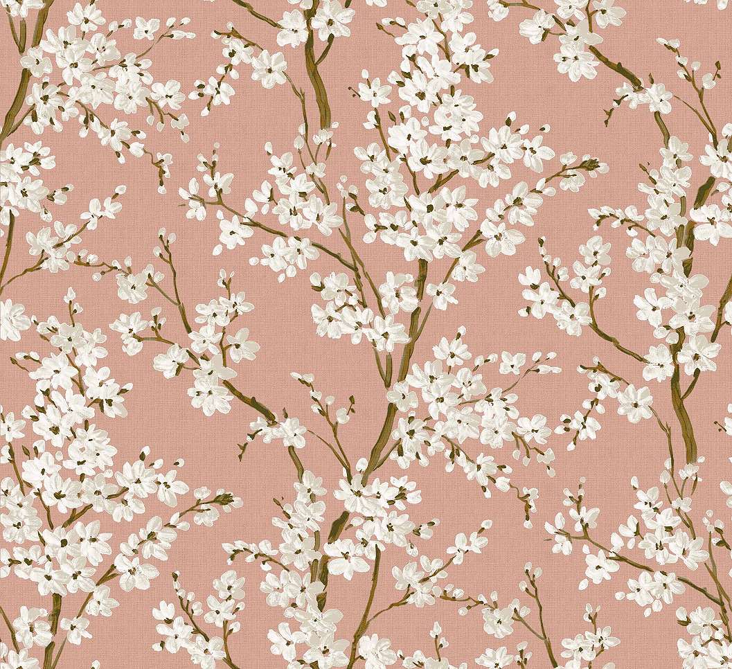 Romantikus tapéta rózsaszín cseresznyevirág mintával