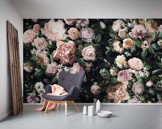 Romantikus virágmintás csendéletet ábrázoló fali poszter