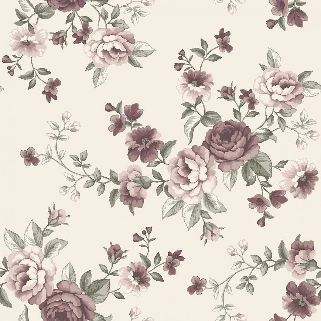 Rózsa mintás dekor tapéta lila virág mintával
