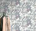 Rózsa mintás dekor tapéta pasztell színekkel csillámos felülettel