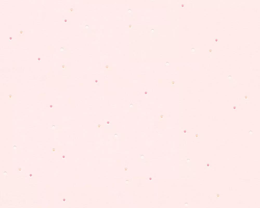 Rózsaszín alapon apró pöttyös mintás tapéta lányszobába