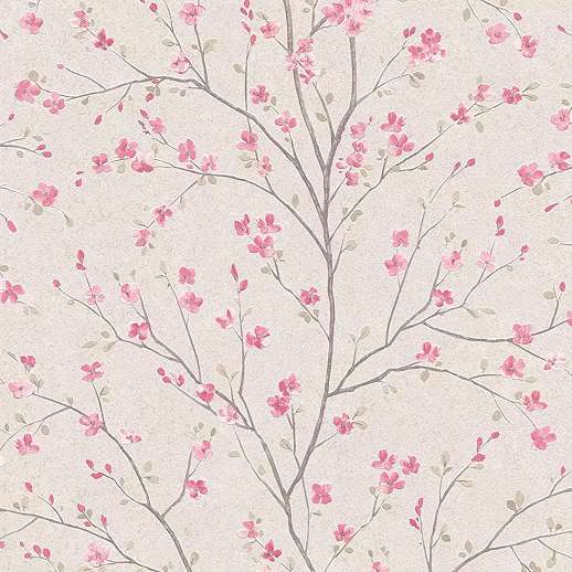 Rózsaszín cseresznyevirág mintás vlies design tapéta