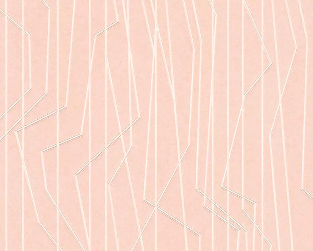 Rózsaszín csíkos mintás tapéta szabálytalan csíkos mintával