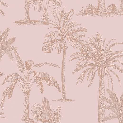 Rózsaszín dekor tapéta metál fényű pálmafa mintával