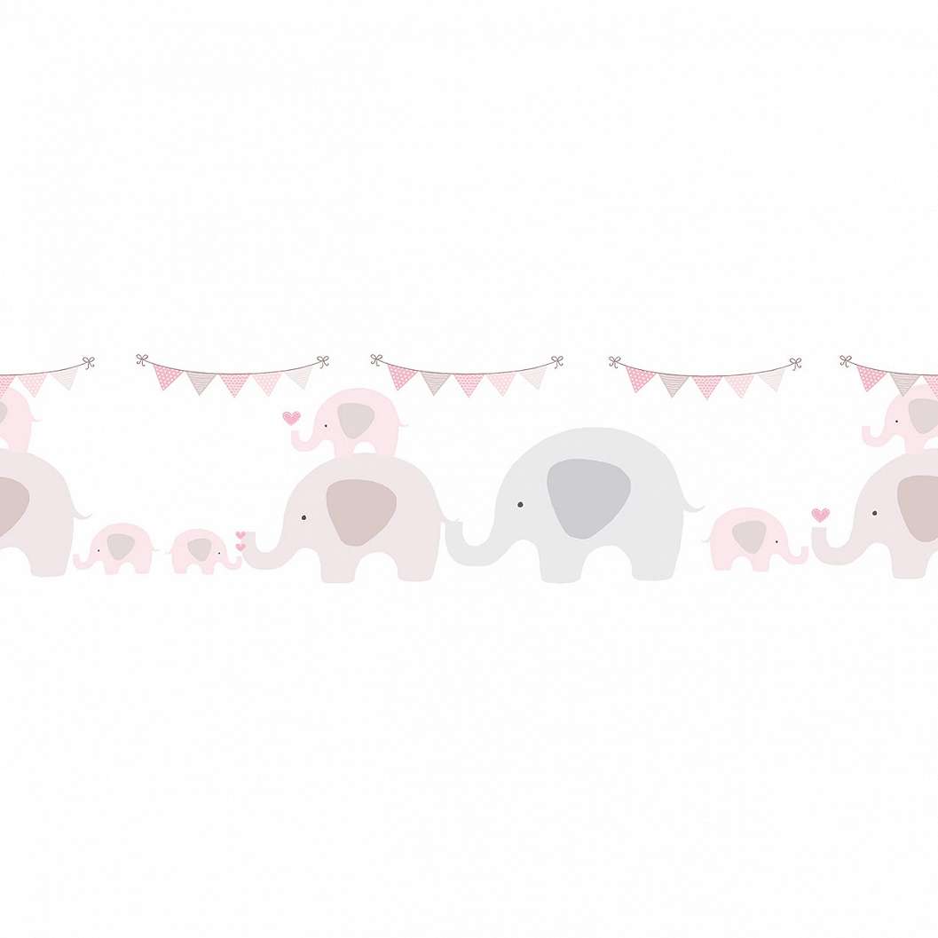 Rózsaszín elefánt mintás öntapadós bordűr