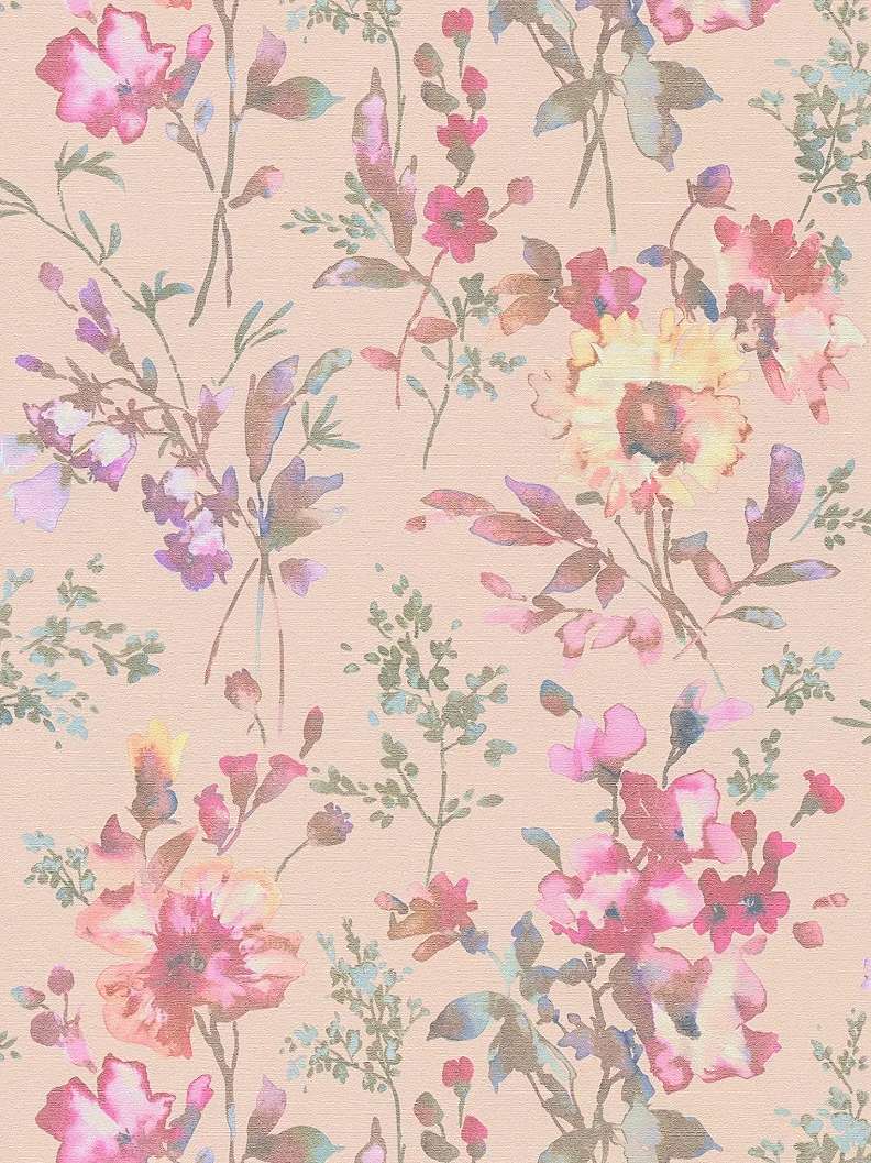 Rózsaszín és barack virág mintás vinyl dekor tapéta