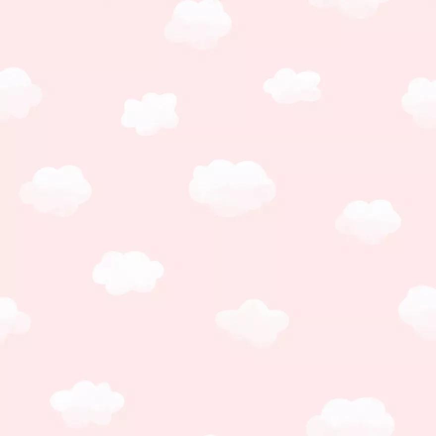 Rózsaszín felhő mintás gyerektapéta lányszobába