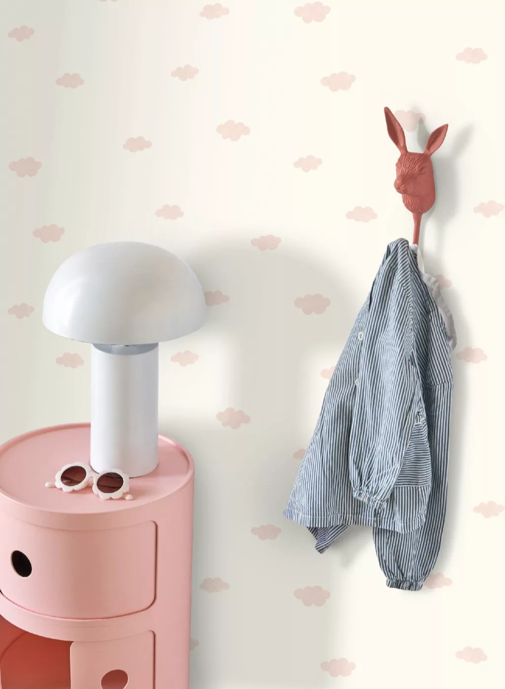 Rózsaszín felhő mintás vintage gyerek dekor tapéta