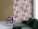 Rózsaszín festett hatású pálmalevél mintás vlies mosható design tapéta