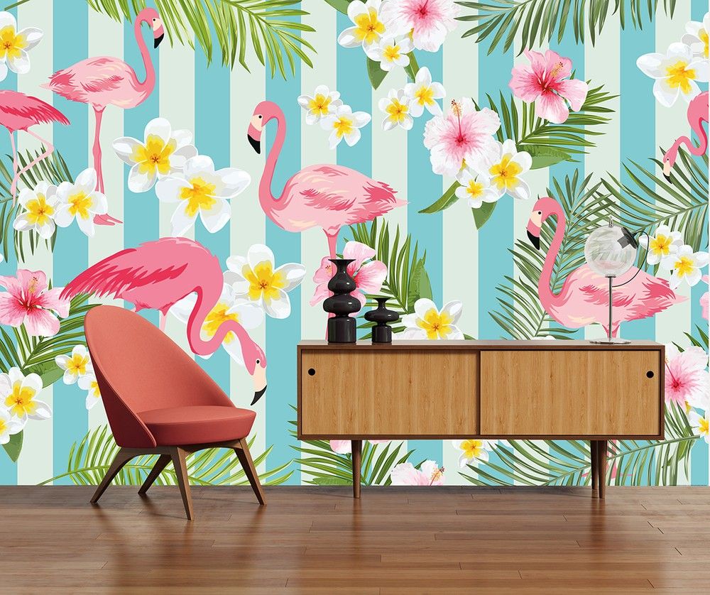 Rózsaszín flamingók fali poszter