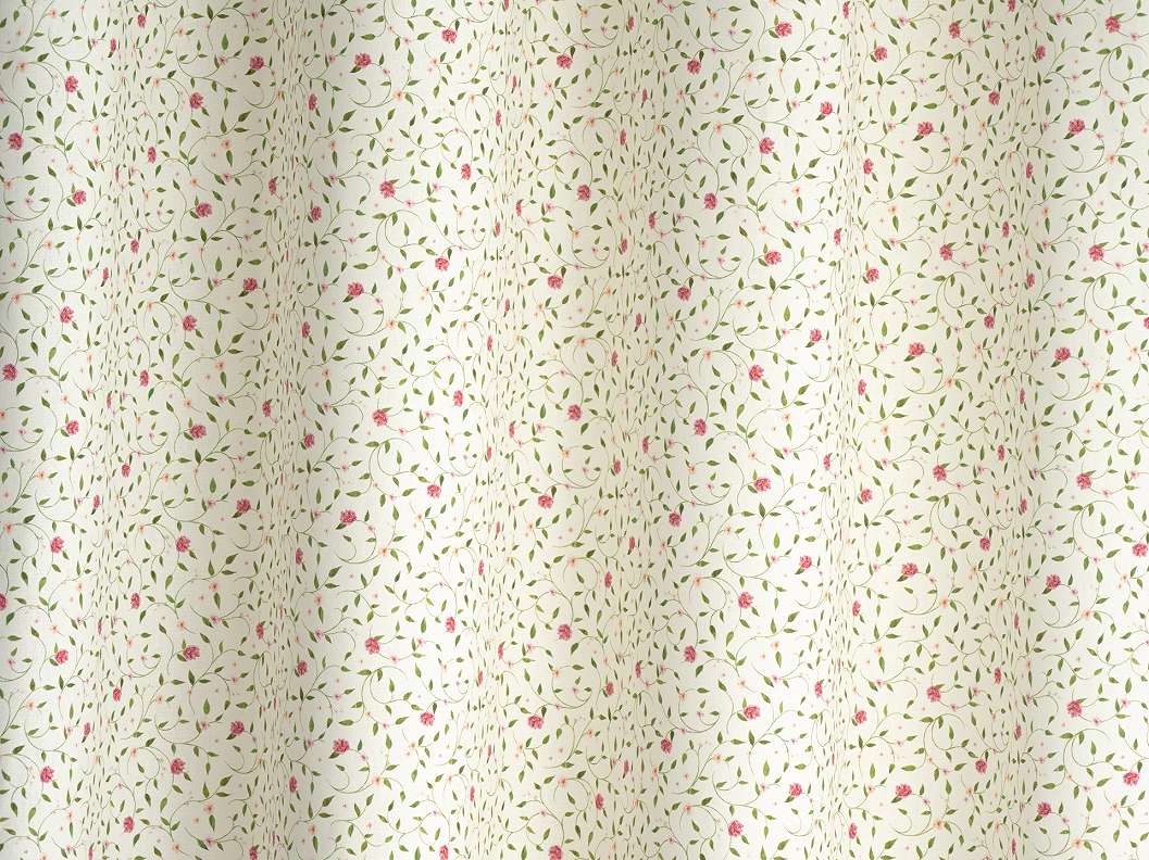 Rózsaszín futó virág mintás design sötétítő függöny textil tört fehér alappal