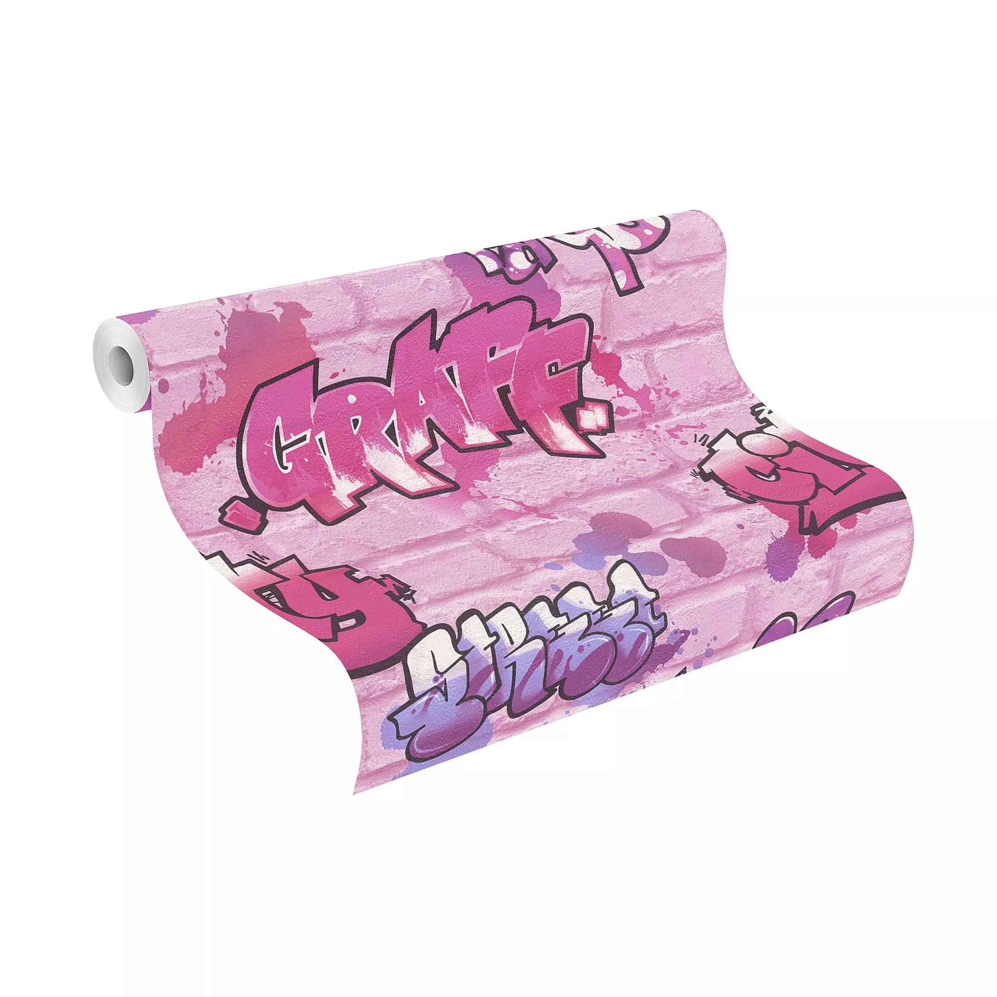 Rózsaszín graffiti mintás gyerek tapéta