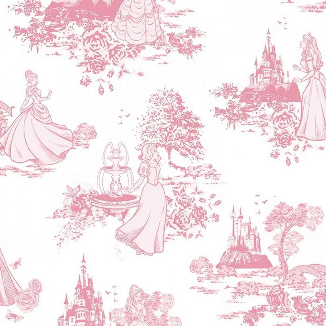 Rózsaszín gyerek tapéta Disney hercegnők mintával