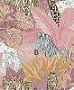 Rózsaszín gyerektapéta zebra zsírás és pálmalevél mintával