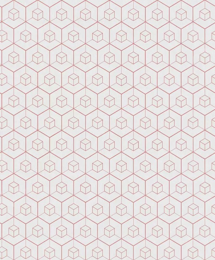 Rózsaszín kocka geometrikus mintás mosható design tapéta