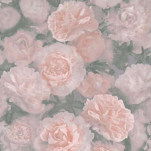 Rózsaszín rózsa mintás vlies vinyl dekor tapéta