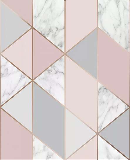 Rózsaszín szürke rombusz mintás tapéta márvány mintákkal