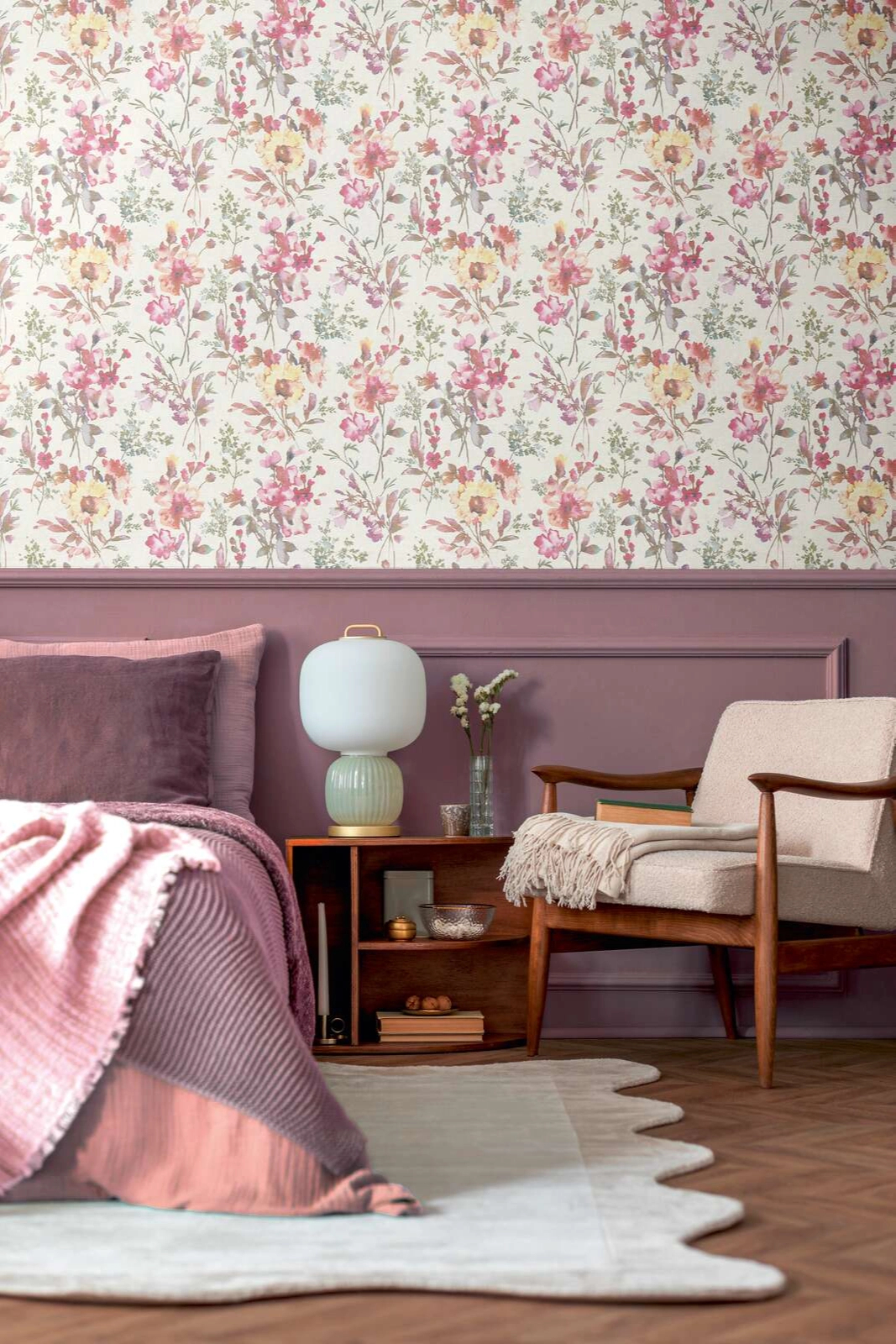 Rózsaszín virág mintás vinyl dekor tapéta