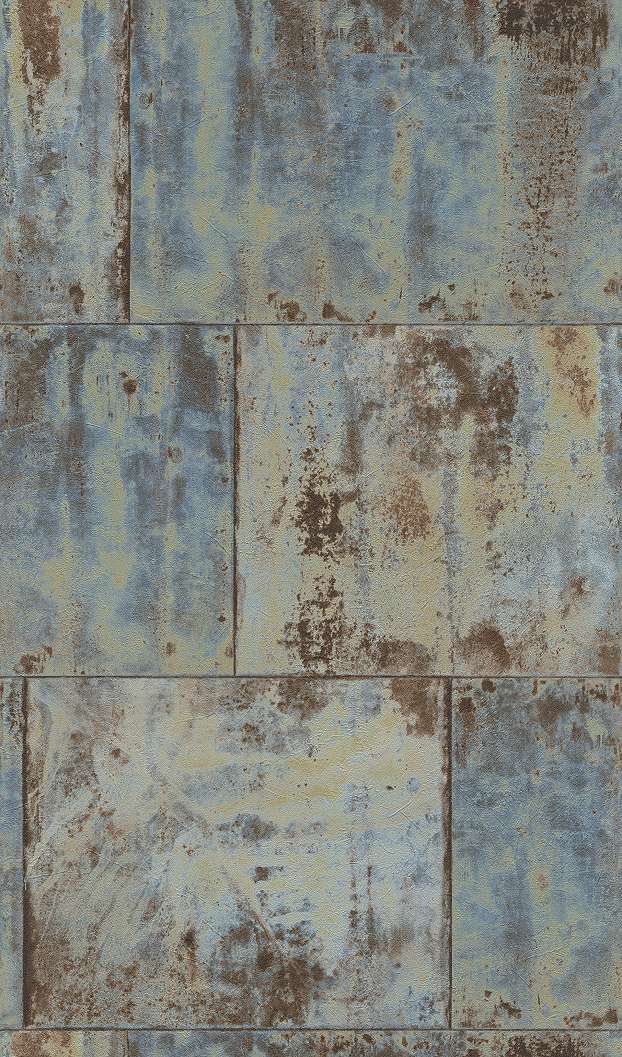Rozsdamart kék, türkíz beton hatású tapéta