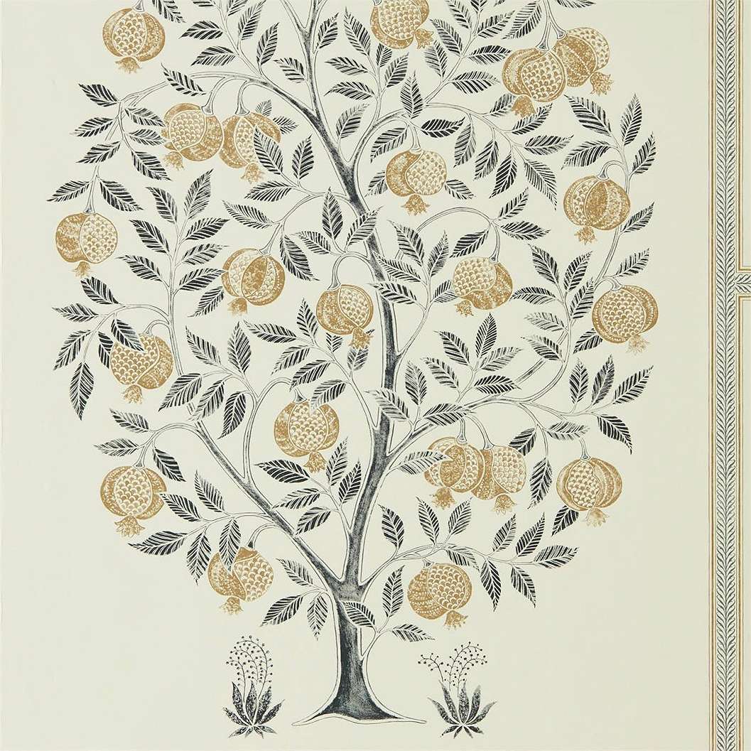 Sanderon angol vintage tapéta népies almafa fekete arany mintával