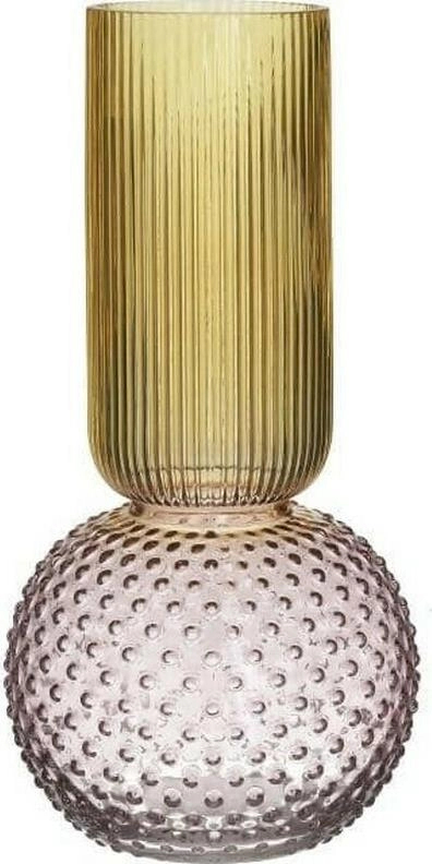 Sárga és enyhe lila üveg design váza 30cm