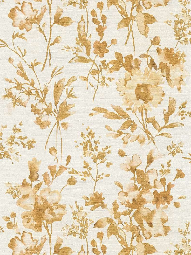 Sárga és krém virág mintás vinyl dekor tapéta