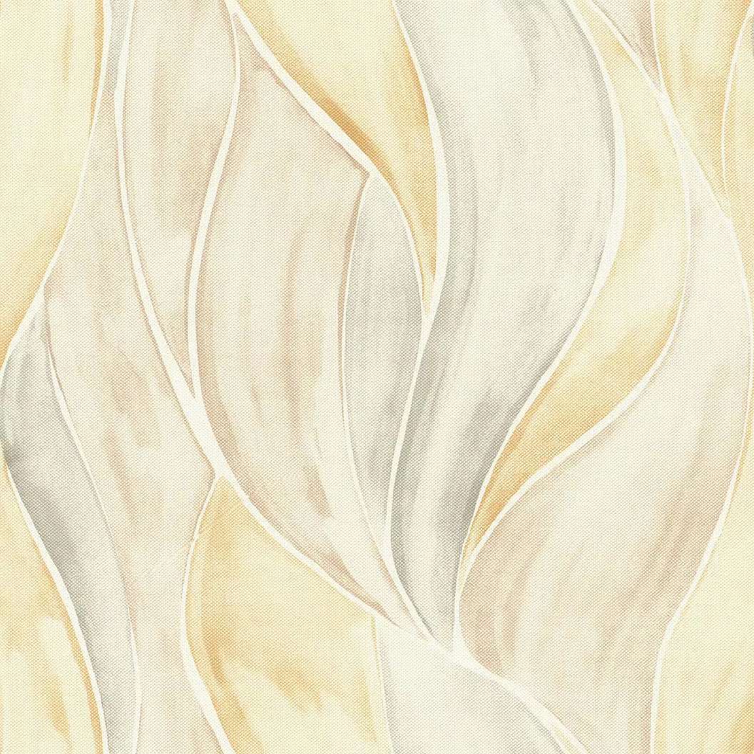 Sárga és szürke hullám mintás vlies dekor tapéta