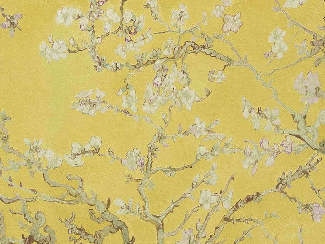 Sárga fehér mandula virág mintás Van Gogh design tapéta