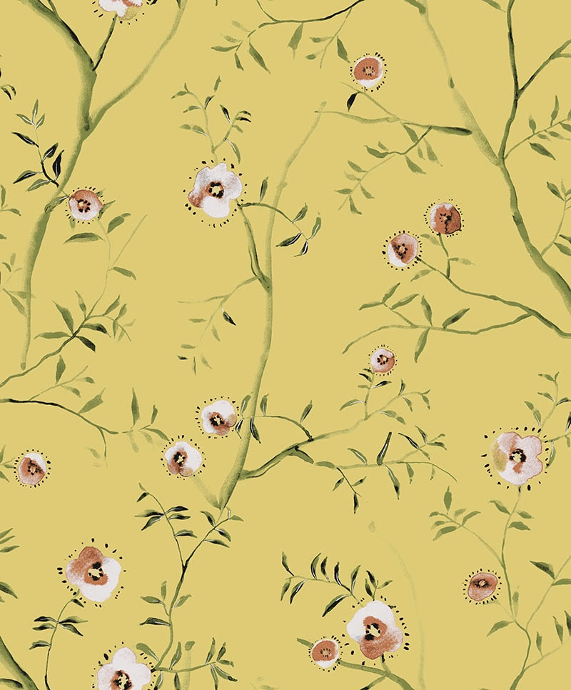 Sárga inda virágmintás khroma design tapéta