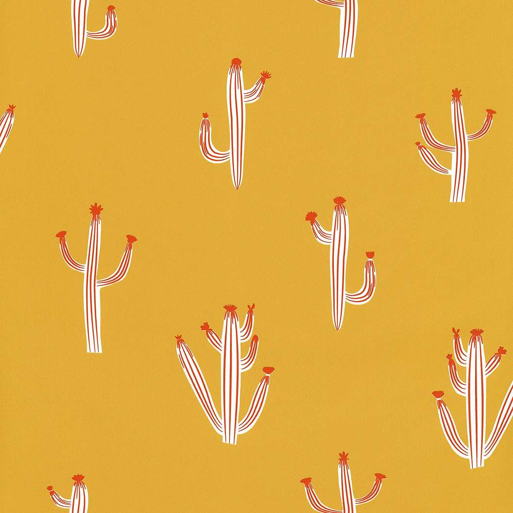 Sárga kaktusz mintás tapéta