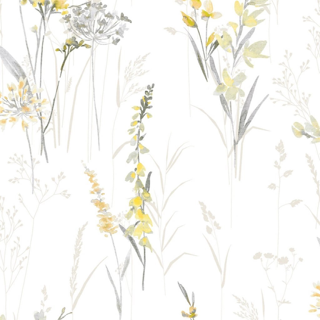 Sárga levél virág mintás vinyl tapéta