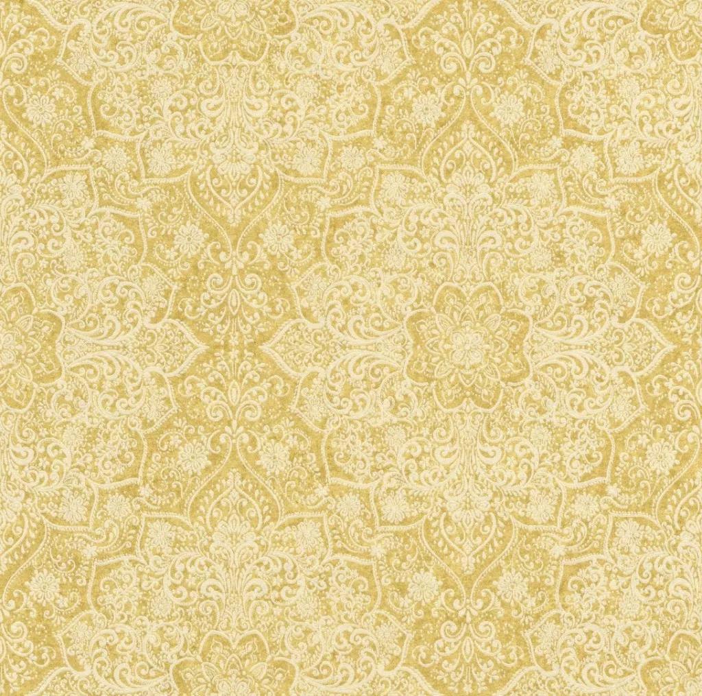 Sárga mandala mintás design tapéta metál fényű felülettel