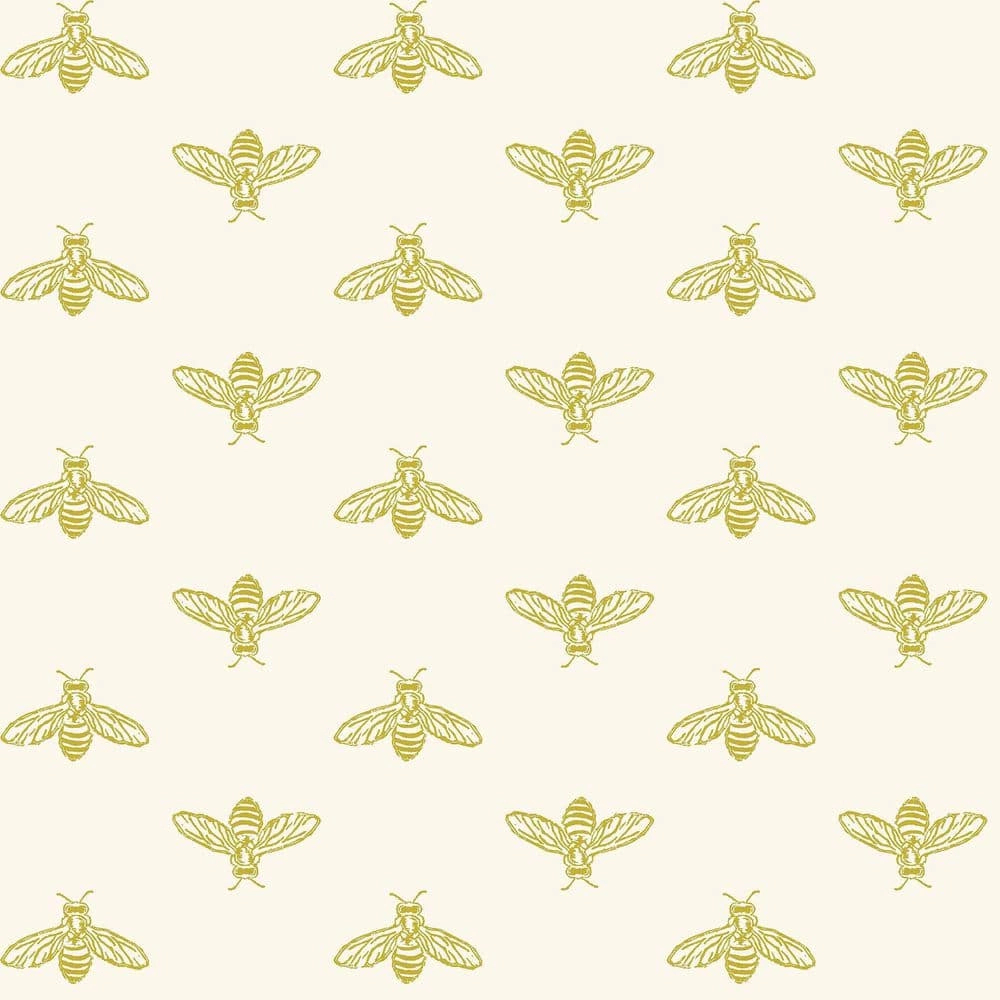 Sárga méhecske mintás angol design tapéta