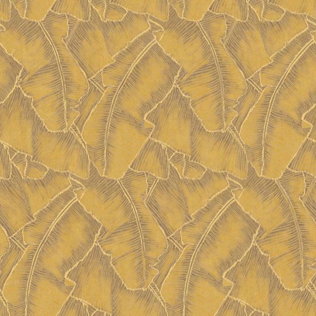 Sárga prémium dekor tapéta banánlevél mintával