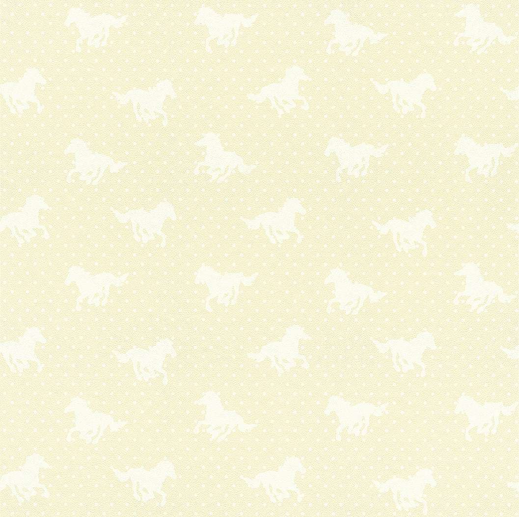 Sárga színű pöttyös-ló mintás gyerek tapéta