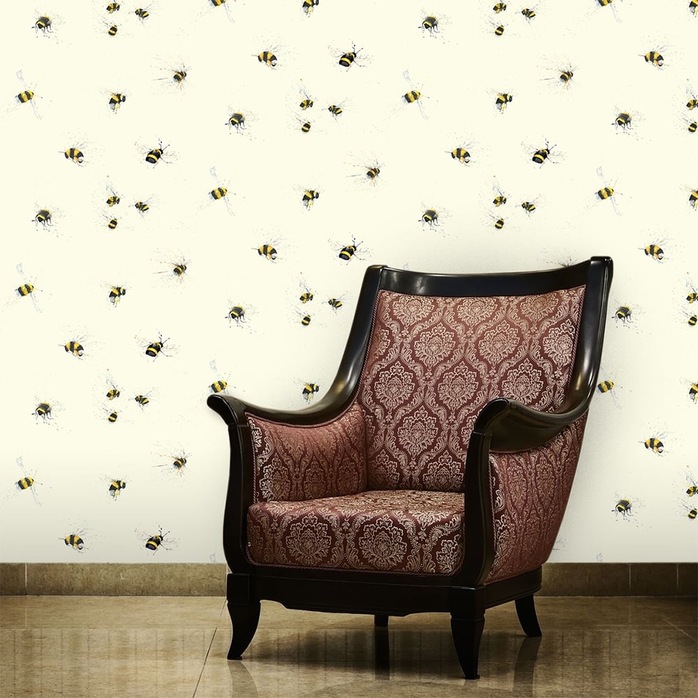 Sárga színű zümmögő méhecskék tapéta