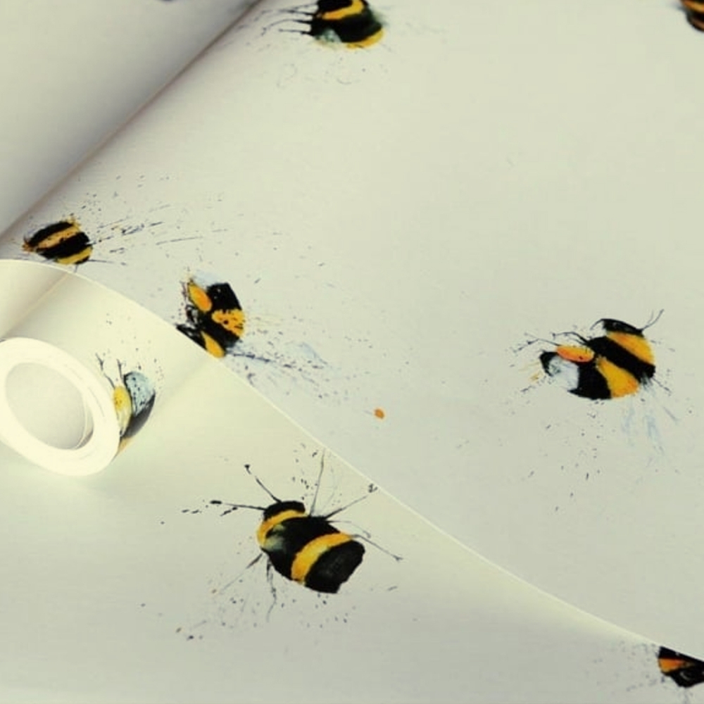 Sárga színű zümmögő méhecskék tapéta