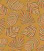 Sárga textilhatású alapon fenyőág mintás vlies dekor tapéta