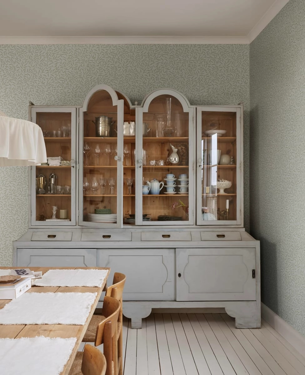 Skandináv dekor tapéta leveles mintával világoskék színben Karolina, Light Blue